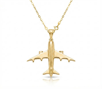 Real Gold Airplane Necklace 0681 CWP 2039