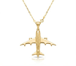 Real Gold Airplane Necklace 0681 CWP 2039