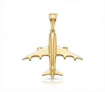 Real Gold Airplane Pendant 0681 P 2039