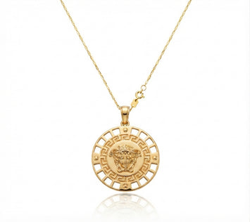 Real Gold Greek Medusa Maze Necklace 1352 CWP 2041