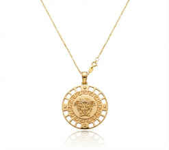 Real Gold Greek Medusa Maze Necklace 1352 CWP 2041