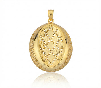 Real Gold Oval Lattice Filigree Locket Pendant 0338 P 2044