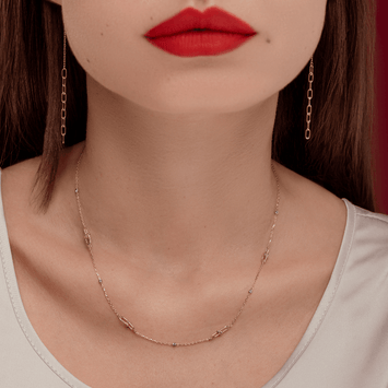 Real Gold GZTF 2 Color Small Hardware With Beads Balls Necklace 8875 N1371