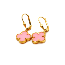 Real Gold Pink Hanging Clip Earring Set - Model GZJVN E1921