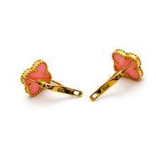 Real Gold Pink Clover Clip Earring Set - Model GZJVN E1922