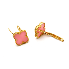 Real Gold Pink Clover Clip Earring Set - Model GZJVN E1922