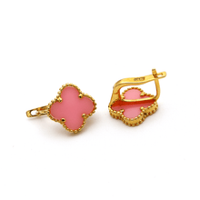 Real Gold Pink Clover Clip Earring Set - Model GZJVN E1922