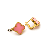 Real Gold Pink Clover Clip Earring Set - Model GZJVN E1922