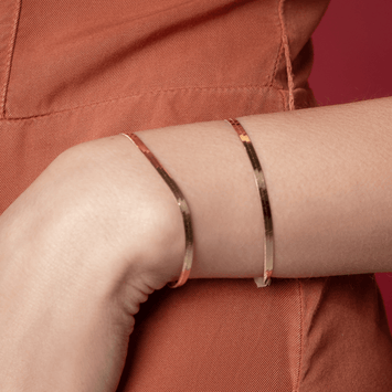 Real Gold Omega Snake Herringbone Belt Chain Bracelet 0707 (17 C.M) BR1830