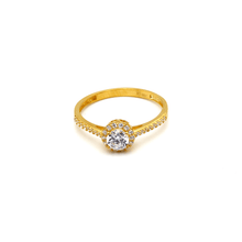 Real Gold Round Stone Ring 0125 (SIZE 5) R1643
