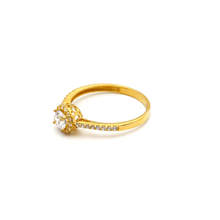 Real Gold Round Stone Ring 0125 (SIZE 5) R1643