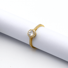 Real Gold Round Stone Ring 0125 (SIZE 10) R2266