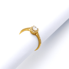 Real Gold Round Stone Ring 0125 (SIZE 10) R2266