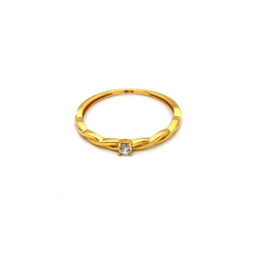 Real Gold Twisted Layer Stone Ring 0634 (Size 4) R2365