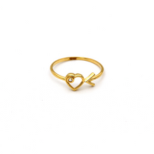 Real Gold Arrow Heart Ring 0592 (Size 10) R2362