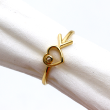 Real Gold Arrow Heart Ring 0592 (Size 10) R2362