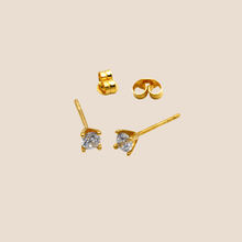 Real Gold Small Stud Stone 3 MM Earring Set 0904 E1754