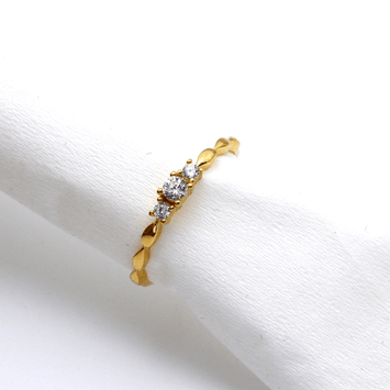 Real Gold 3 Stone Drop Ring 0534 (Size 10) R2361