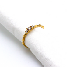 Real Gold 3 Stone Drop Ring 0534 (Size 4) R2359