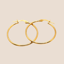 Real Gold Round Plain Loop Earring Set ( 2.4 cm ) 5500 E1770