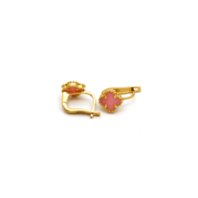 Real Gold Small Pink Clover Press Clip Earring Set - Model GZJVN E1925