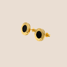 Real Gold GZBV Round Black Luxury Earring Set 0060/1PK E1782