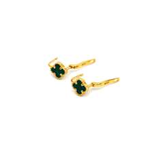 Real Gold Small Green Press Earring Set - Model GZJVN E1919