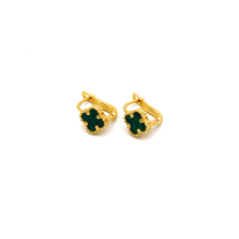 Real Gold Small Green Press Earring Set - Model GZJVN E1919