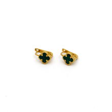 Real Gold Small Green Press Earring Set - Model GZJVN E1919