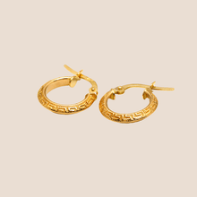 Real Gold Maze Hoop Oval Round Earring Set 6443 E1783