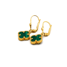 Real Gold Green Clover Hanging Earring Set - Model GZJVN E1918