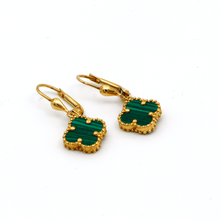 Real Gold Green Clover Hanging Earring Set - Model GZJVN E1918