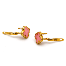 Real Gold Pink Clover Press Clip Earring Set - Model GZJVN E1924