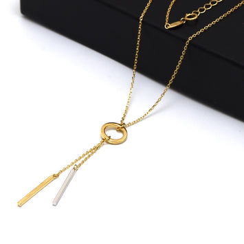 Real Gold 2 Color Bar Dangler Necklace (40 C.M) 9711 N1499