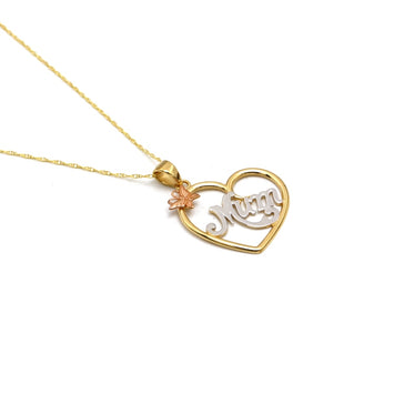 Real Gold 3 Color Mum Heart Necklace - Model 2274 CWP 2014