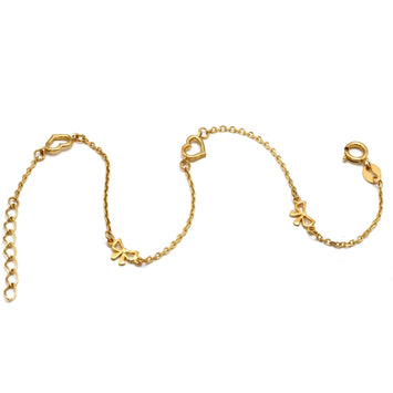 Real Gold Ribbon Heart Adjustable Size Bracelet 0821 (19 C.M) BR1803