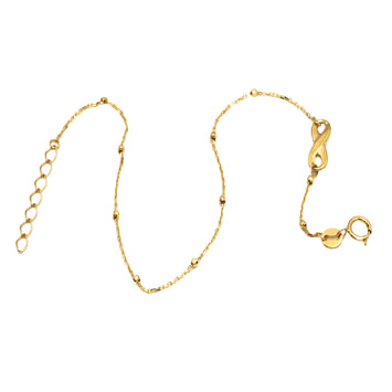 Real Gold Infinity with Beads 1.5 MM Adjustable Size Bracelet 0494 (19 C.M) BR1809