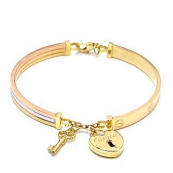 Real Gold 3 Color Key Lock Bangle GZJCT BLZ0377 (Size 15) BA1643