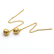 Real Gold Tic Tac Textured Glittering Ball Hanging Earring Set 3741 E1875