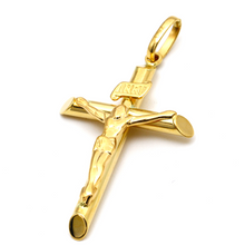 قلادة صليب يسوع ثلاثي الأبعاد للرجال من الذهب الحقيقي مع سلسلة سبايجا مسطحة بسماكة (2.5 مم) CWP 1399  8943 1892