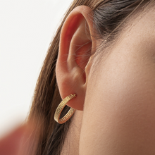 Real Gold Maze Elegant Labyrinth Hoop Round Medium Clip Earrings - Style 6321, Design E1779