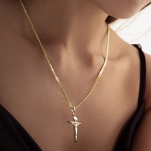 Real Gold Jesus 3D Men Cross Pendant 1399 With Flat Spiga 2.5 MM Thick Chain 8943 CWP 1892