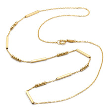 Real Gold Square Roller With 5 Beads Balls chain Necklace (45 C.M) 2663 N1546
