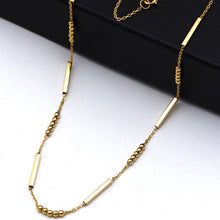 Real Gold Square Roller With 5 Beads Balls chain Necklace (45 C.M) 2663 N1546