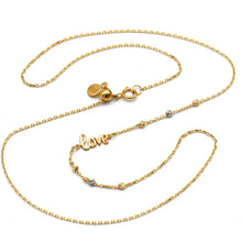 Real Gold Love Necklace with 2 color 6 textured Ball Chain Necklace (45 C.M) 1172 YW N1548