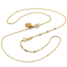 Real Gold Love Necklace with 2 color 6 textured Ball Chain Necklace (45 C.M) 1172 YW N1548