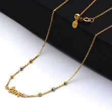 Real Gold Love Necklace with 2 color 6 textured Ball Chain Necklace (45 C.M) 1172 YW N1548