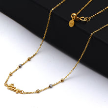 Real Gold Love Necklace with 2 color 6 textured Ball Chain Necklace (45 C.M) 1172 YW N1548