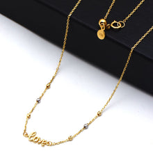 Real Gold Love Necklace with 2 color 6 textured Ball Chain Necklace (45 C.M) 1172 YW N1548