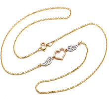 Real Gold 3 Color Heart with Wings Chain Necklace (45 C.M) 1600 N1550